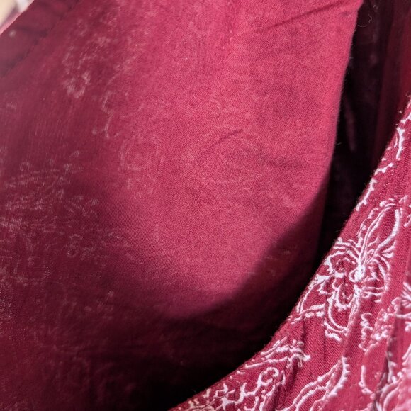 Old Navy Burgundy Cotton dress white floral pattern crochet trim hem XXL Plus - Picture 9 of 10